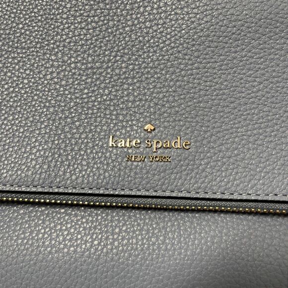 Kate Spade Leila Medium Zip Crossbody Pebble Leather Muted Blue - Picture 7 of 14